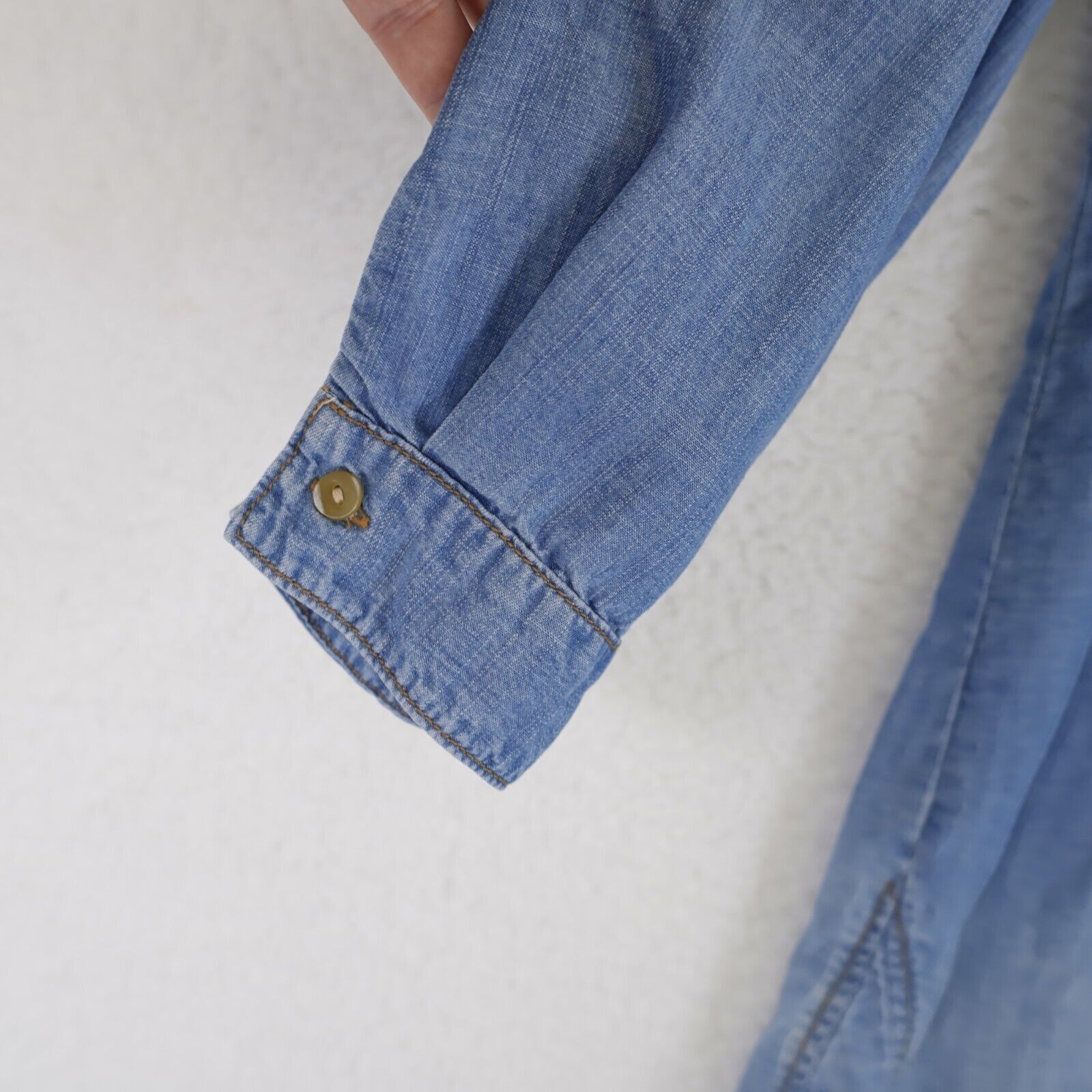 Chicos Chico's 2P Petite Blue Lyocell Denim Collared Button Front S Size XS / US 0-2 / IT 36-38 - 3 Thumbnail