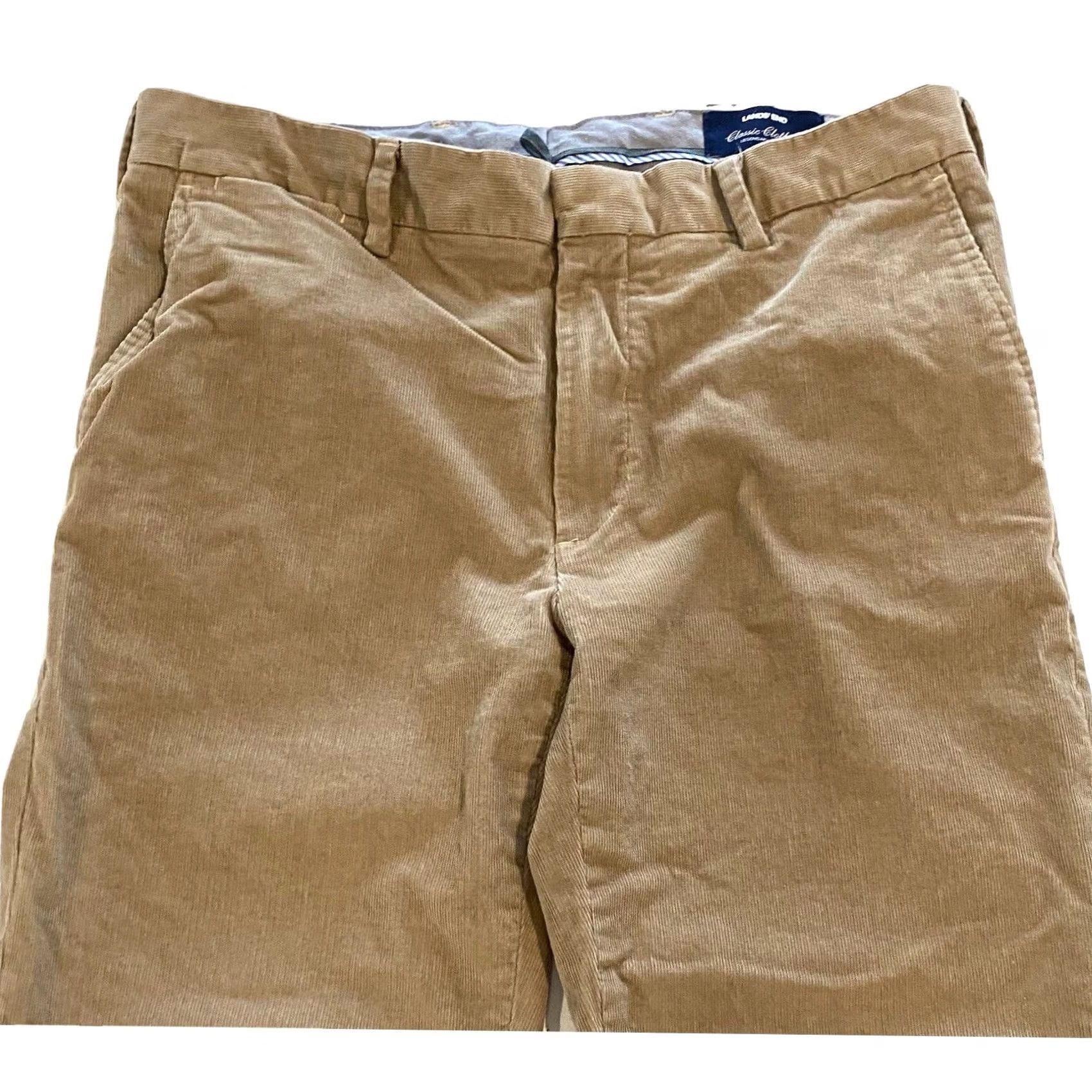 Lands' End Lands' End Corduroy Pants Men 34 Beige Tan Flat Front Straight Leg 28.5 Inseam Regular Belt Loops Size US 34 / EU 50 - 2 Thumbnail