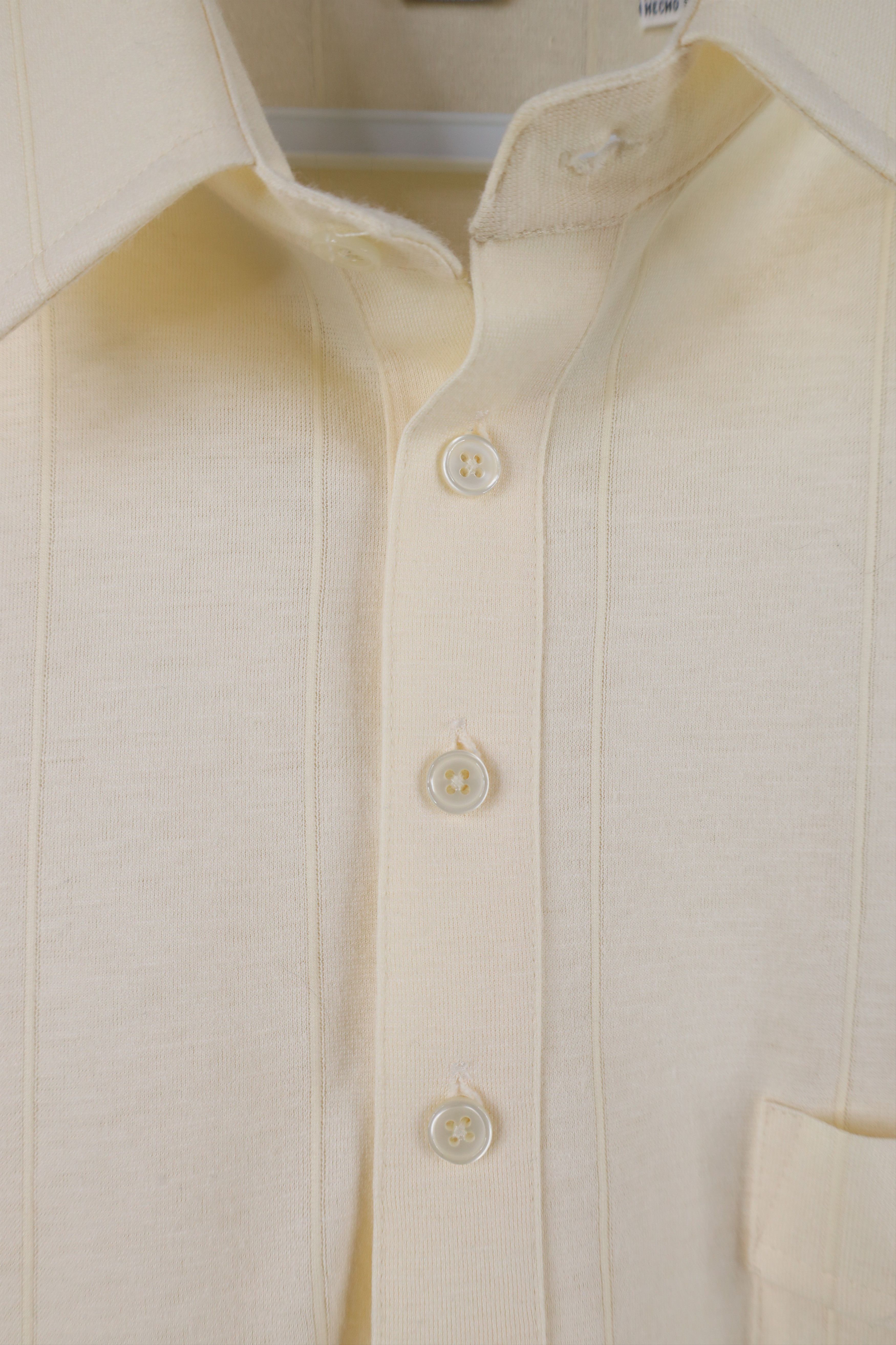 Vintage Vintage 70s Streetwear Knit Collared Polo Shirt Cream Size US L / EU 52-54 / 3 - 4 Thumbnail