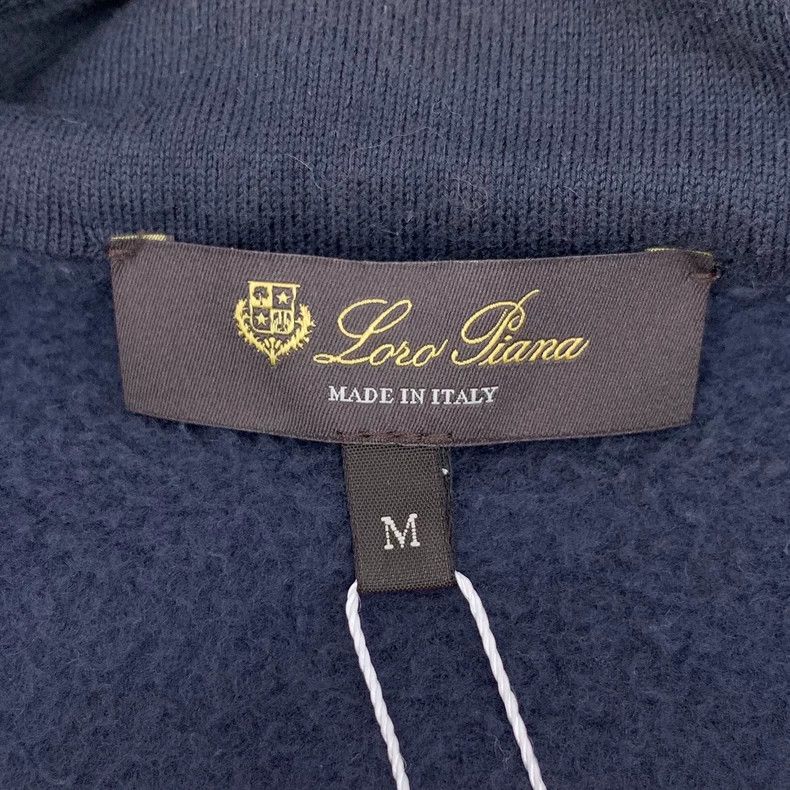 Loro Piana LORO PIANA Dark blue cotton hooded drawstring zipper hoodi Size M / US 6-8 / IT 42-44 - 5 Thumbnail