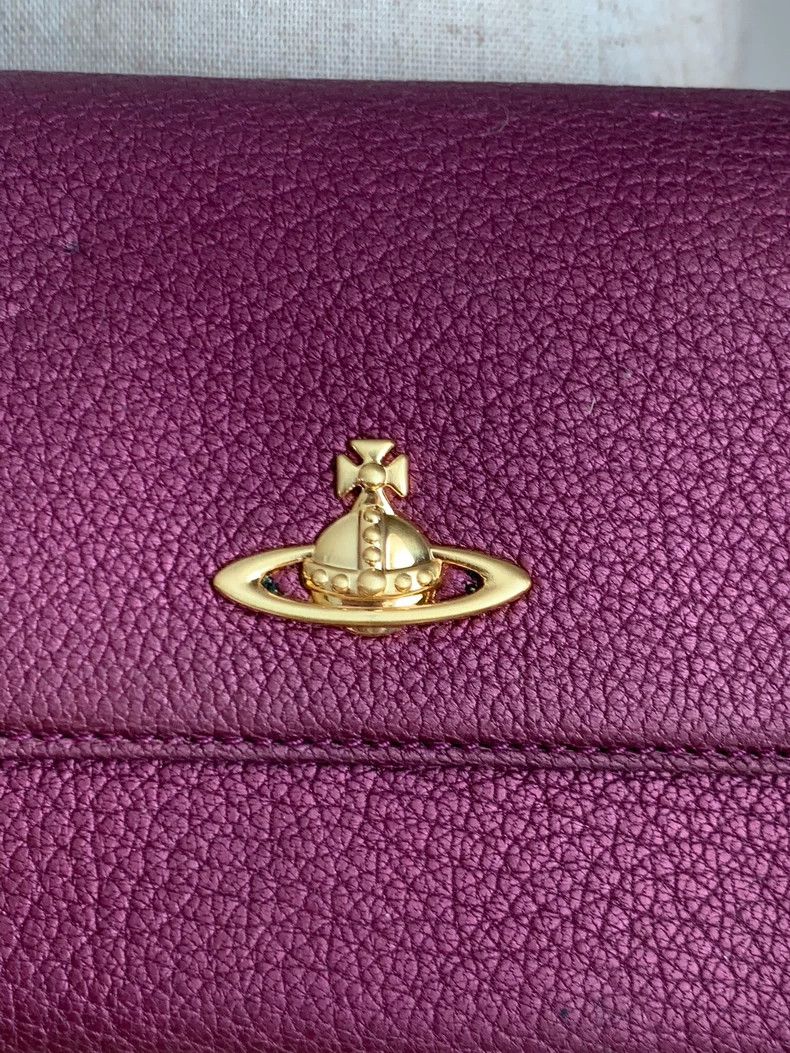 Vivienne Westwood Vivienne Westwood Lychee texture Saturn purple red wallet Size ONE SIZE - 4 Thumbnail