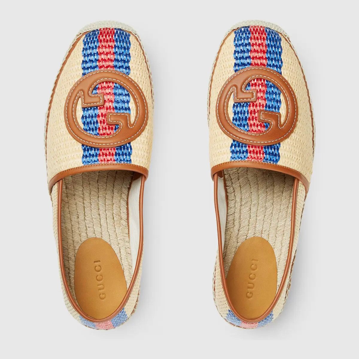Gucci o1s1wg110425 Interlocking G Raffia Espadrilles in Multicolor Size US 5.5 / EU 38 - 3 Thumbnail