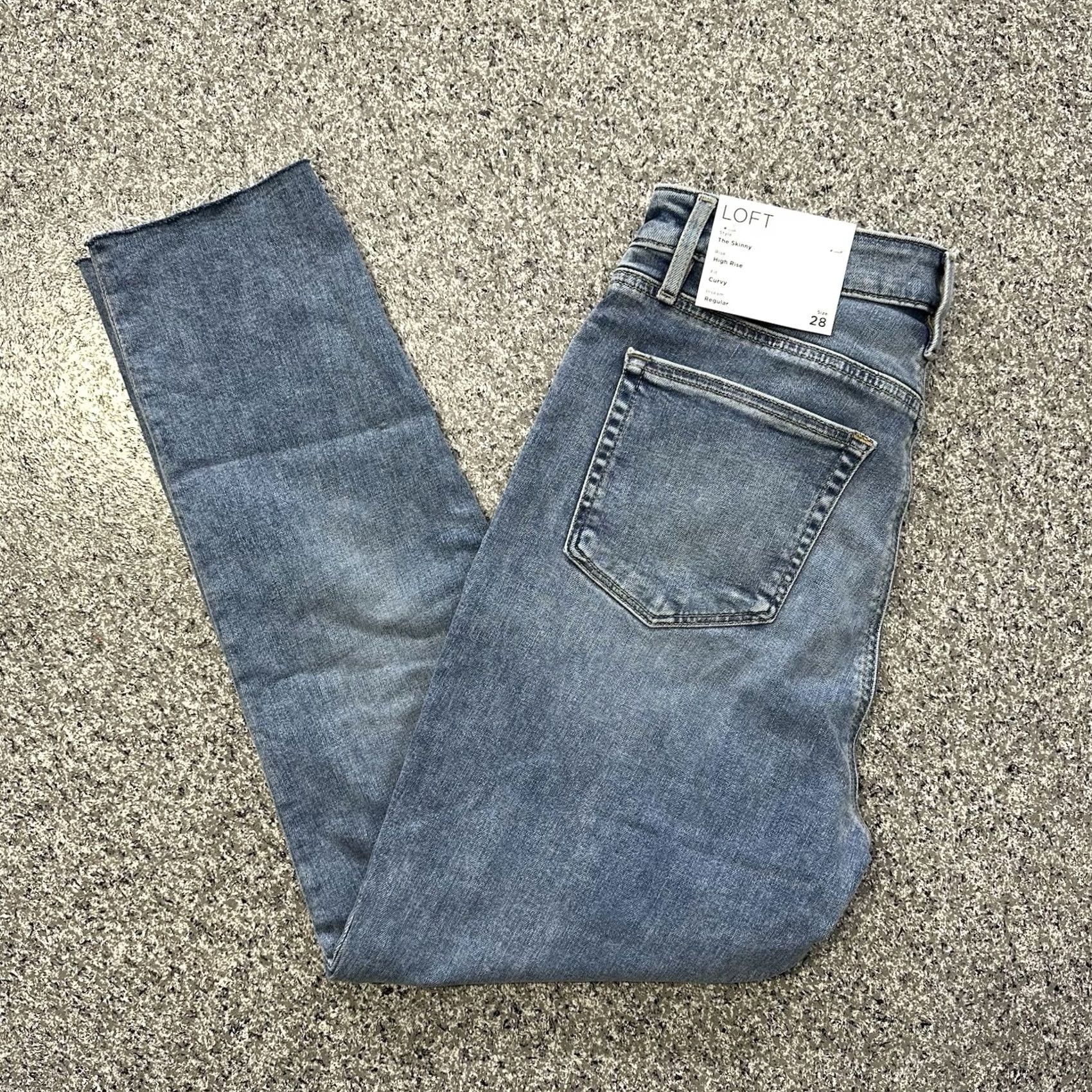 Loft VINTAGE LOFT Jeans Womens 6 28x27 Skinny High Rise Curvy Fit Stretch Raw Hem Blue Cotton Spandex Denim 5-Pocket Womens Jeans Size 28" / US 6 / IT 42 - 2 Thumbnail