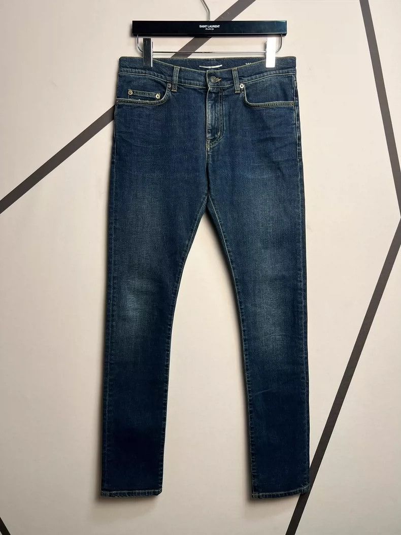Saint Laurent Paris Saint Laurent Paris Fall/Winter 14 Yellow Line Navy Wash Ba Size US 31 - 1 Thumbnail