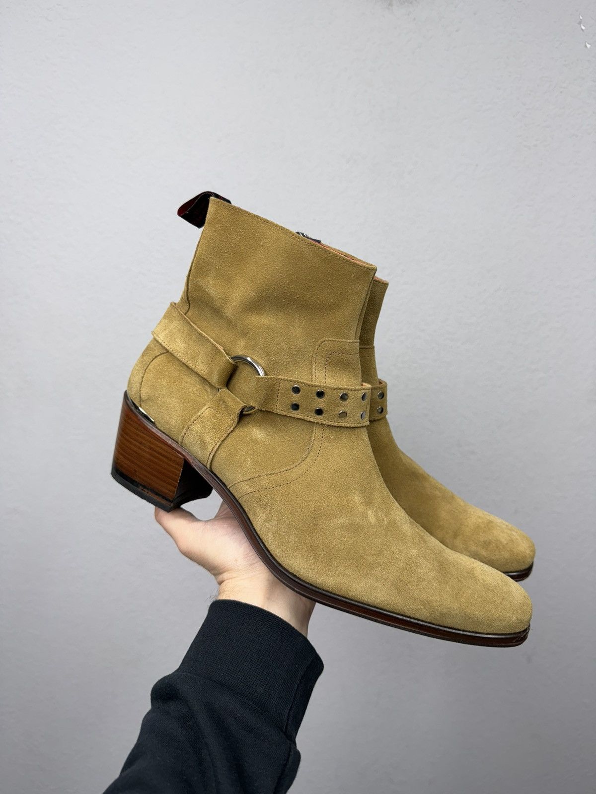 AS 98 Vibe Artisan Beige Leather Side Zip Ankle Biker Boots