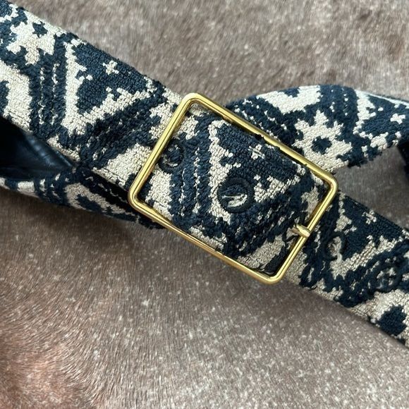 Trussardi Trussardi Tapestry Leather Lined Brass Buckle Belt Size 36 - 2 Thumbnail