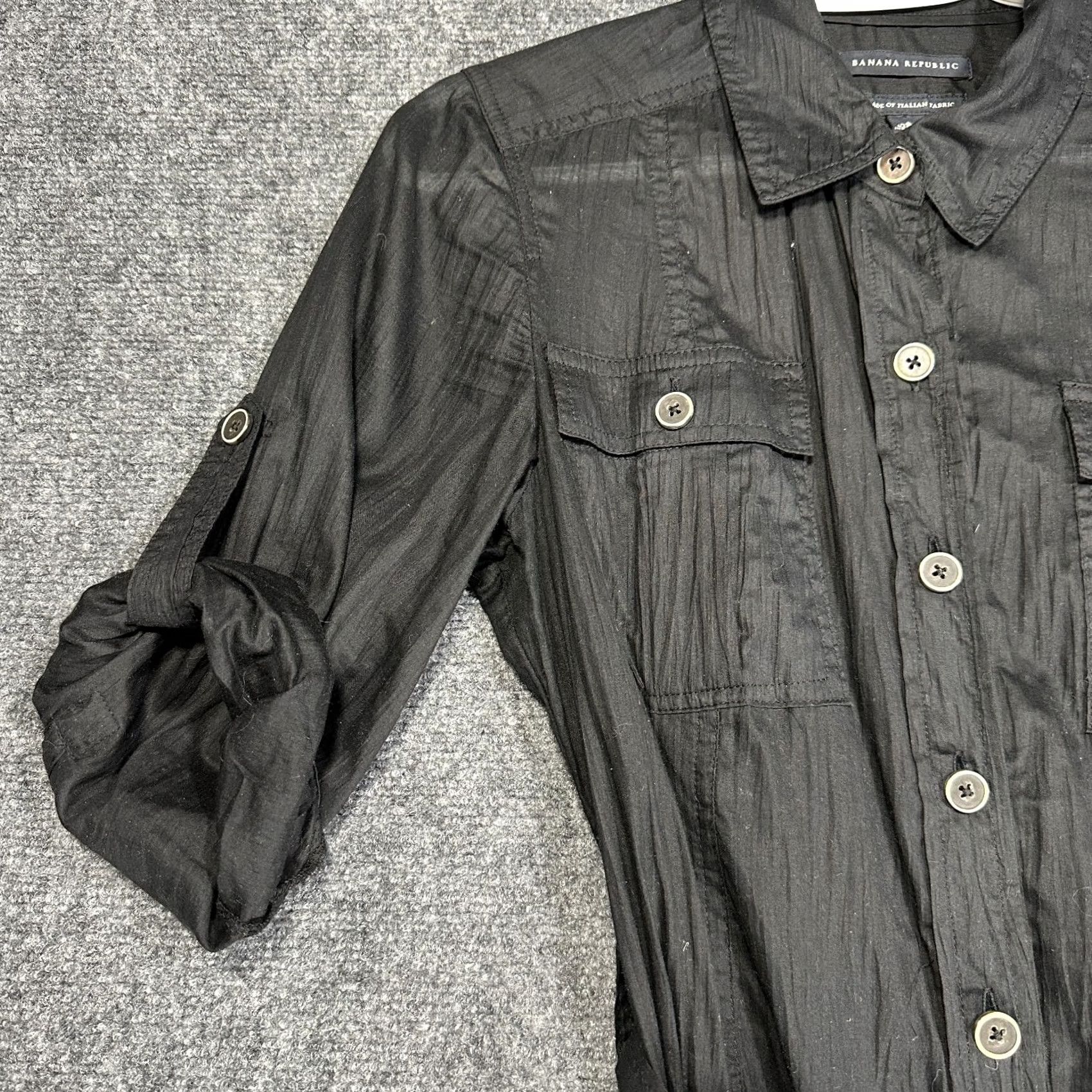 Banana Republic Banana Republic Dress Shirt Dress Womens 6 Black Pockets Tie Belt Long Sleeve Button Up 100% Cotton Size M / US 6-8 / IT 42-44 - 2 Thumbnail