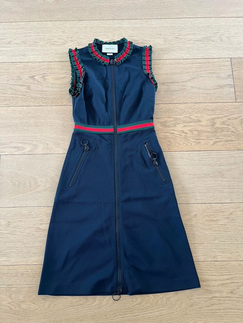 Gucci Gucci Dark blue floral sleeveless dress Size XS / US 0-2 / IT 36-38 - 1 Thumbnail