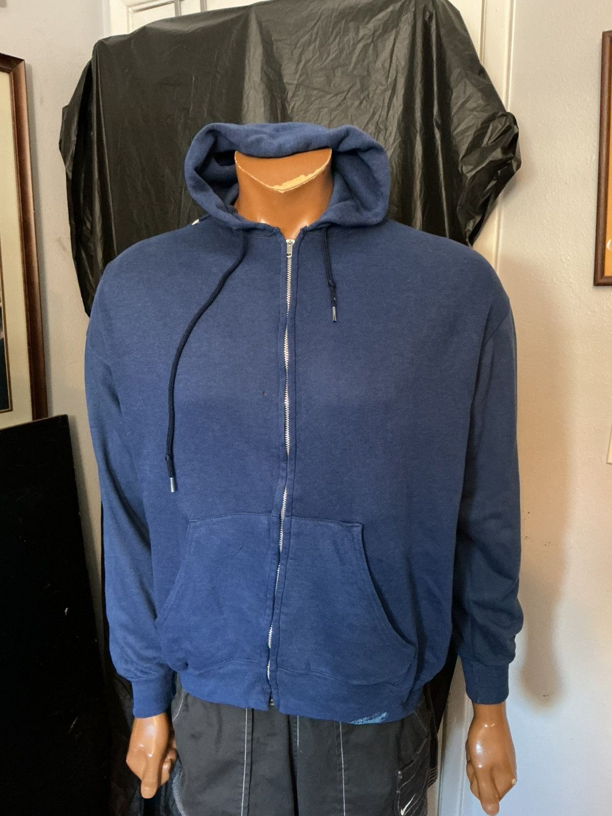 Vintage Vintage 70s 80s Blank Zip Thrashed YKK Zipper Raglan Hoodie Size US L / EU 52-54 / 3 - 14 Thumbnail