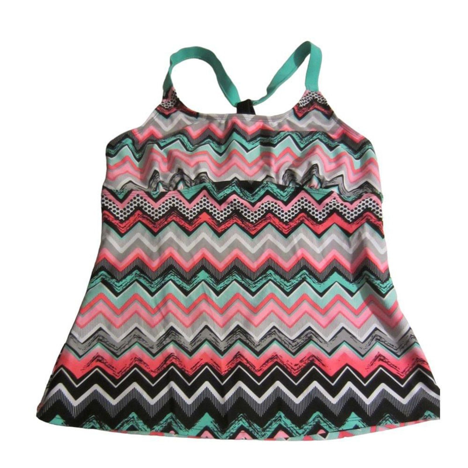 Other Chevron Tankini Swim Top Retro Geometric Racerback Size L Size ONE SIZE - 2 Thumbnail