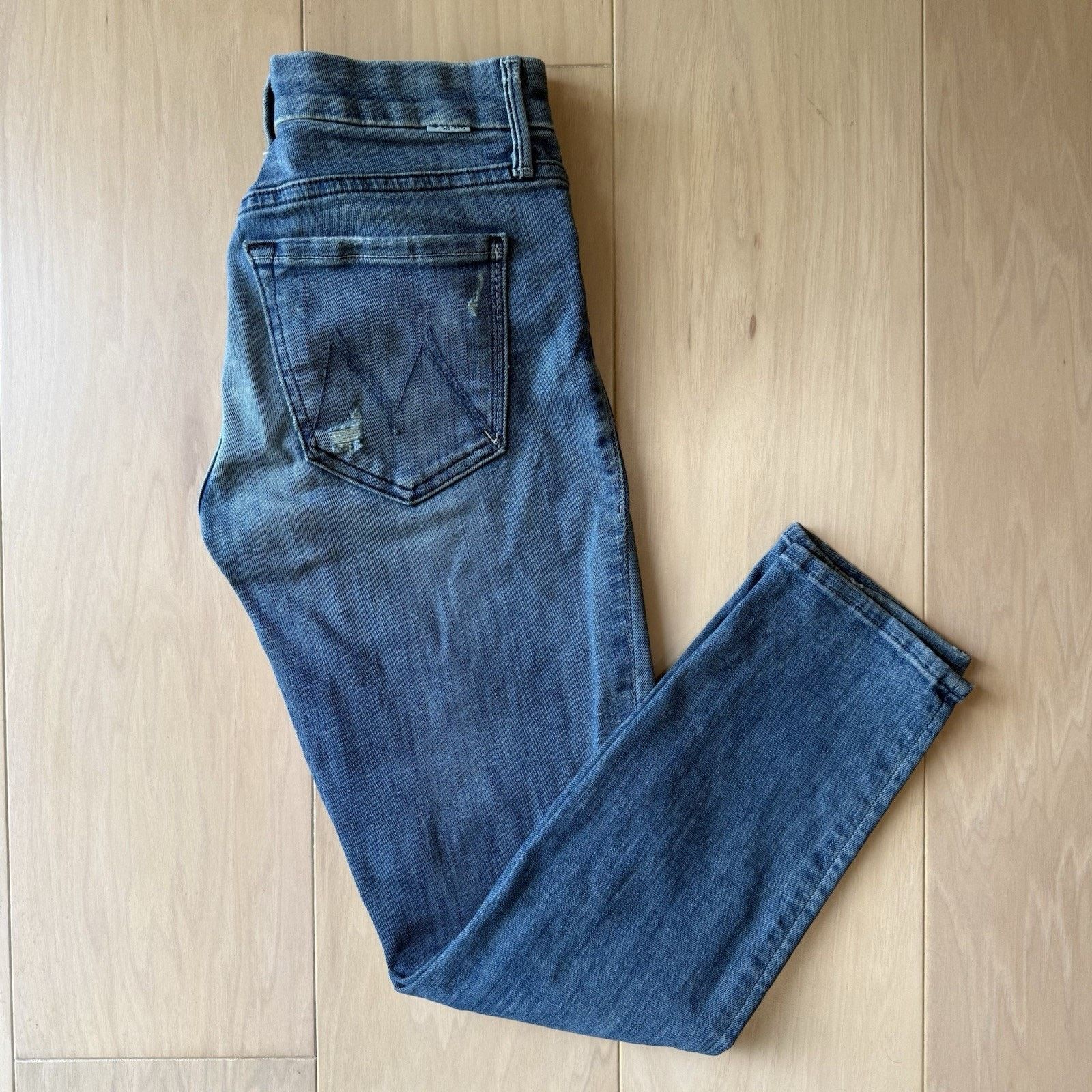MOTHER Mother Looker Crop Jeans W 26 Blue Medium Wash Glam Boho Size 26" / US 2 / IT 38 - 2 Thumbnail