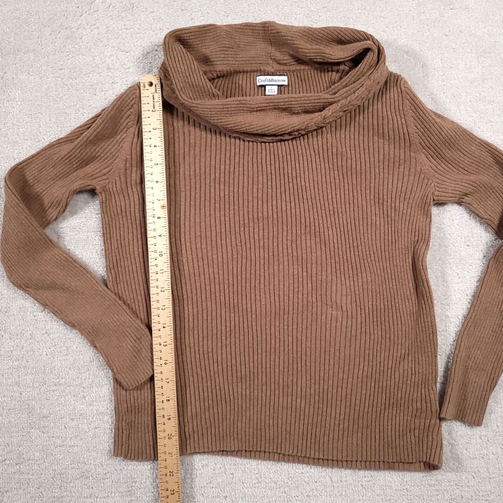 Croft & Barrow Croft & Barrow Sweater Women L Brown Cowl Neck Long Sleeve Ribbed Knit Size L / US 10 / IT 46 - 6 Thumbnail