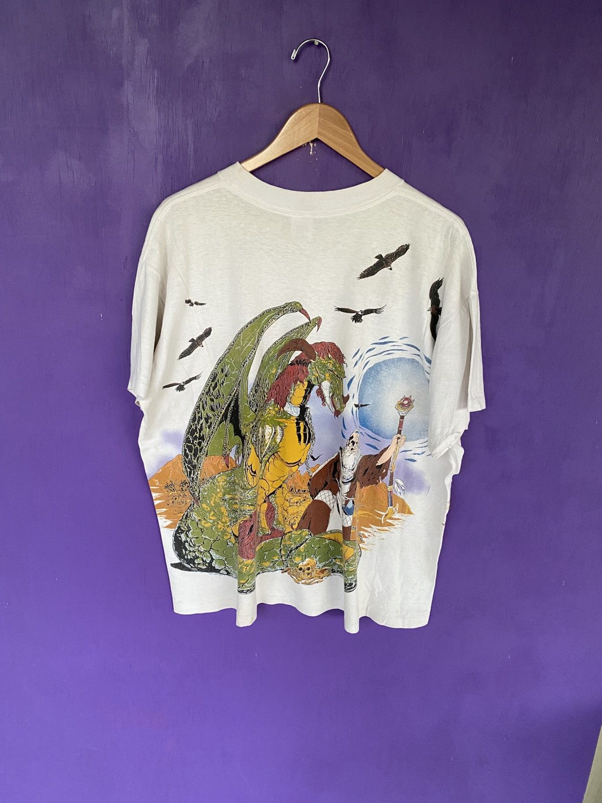 Other Vintage 1995 Wizard/Dragon AOP t-shirt Size US XL / EU 56 / 4 - 2 Thumbnail
