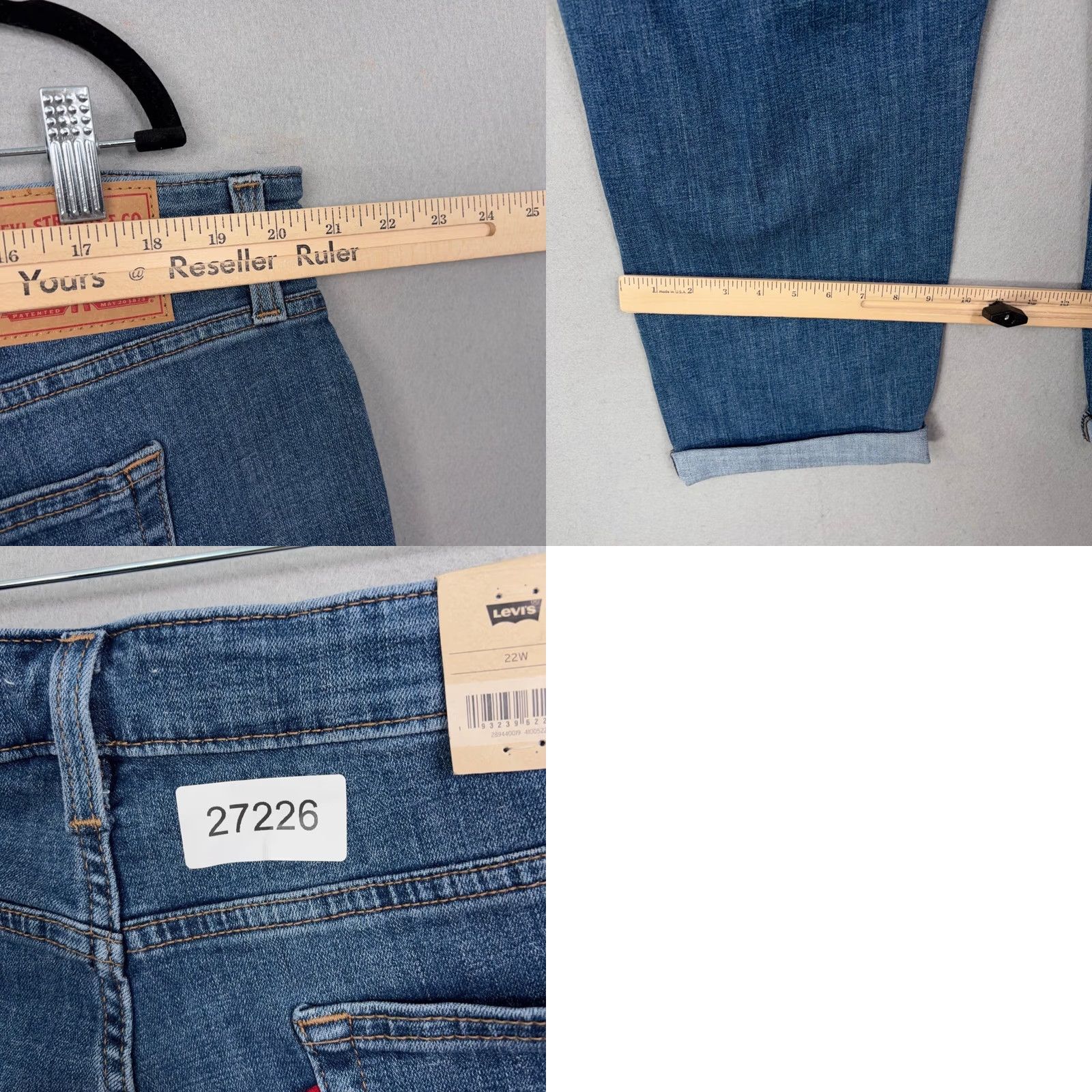 Levi's Levi's Boyfriend Jeans Women 22W Blue Distressed Mid Rise Tapered Denim Hypersoft Size 40" / US 18 - 8 Thumbnail