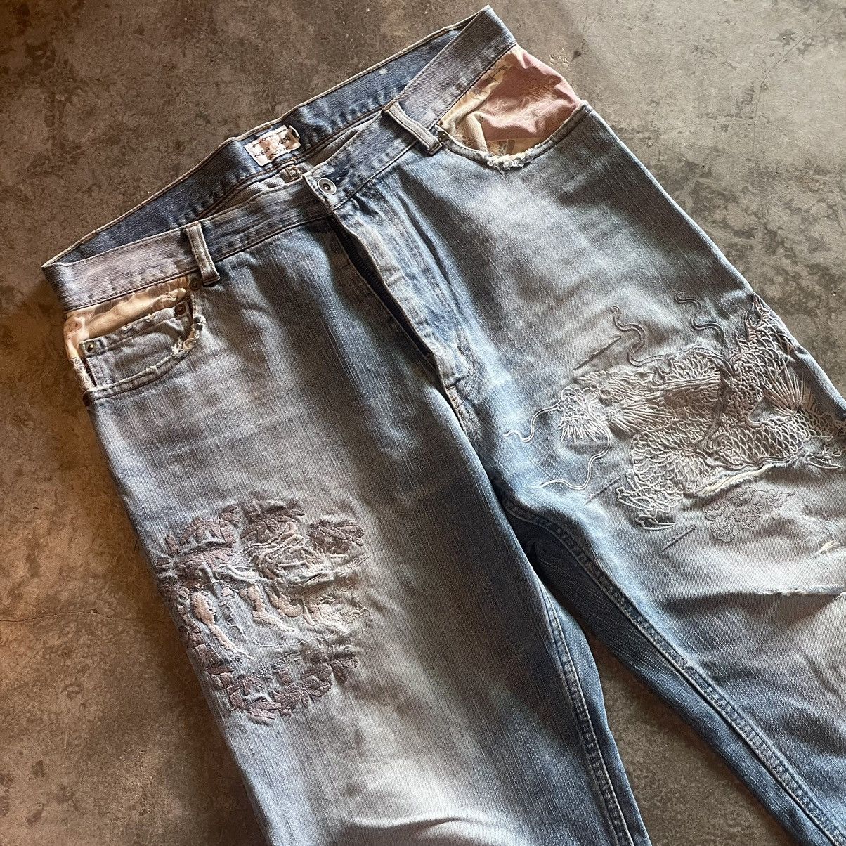 Japanese Brand Beautiful Karakuri Dragon Design Jeans Size US 36 / EU 52 - 2 Thumbnail