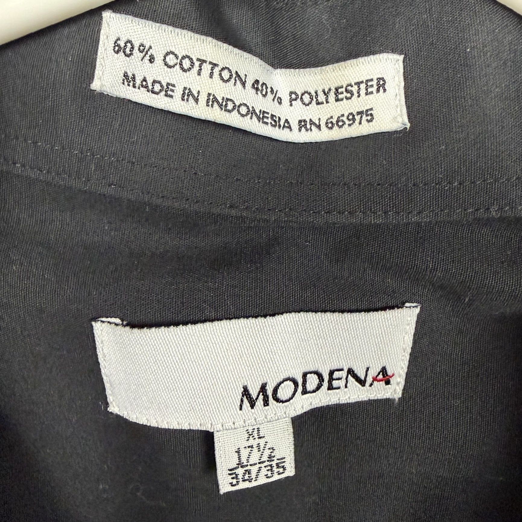 Vintage Modena Dress Shirt Mens XL 17.5 34/35 Black Long Sleeve Business Formal Size 46R - 5 Thumbnail
