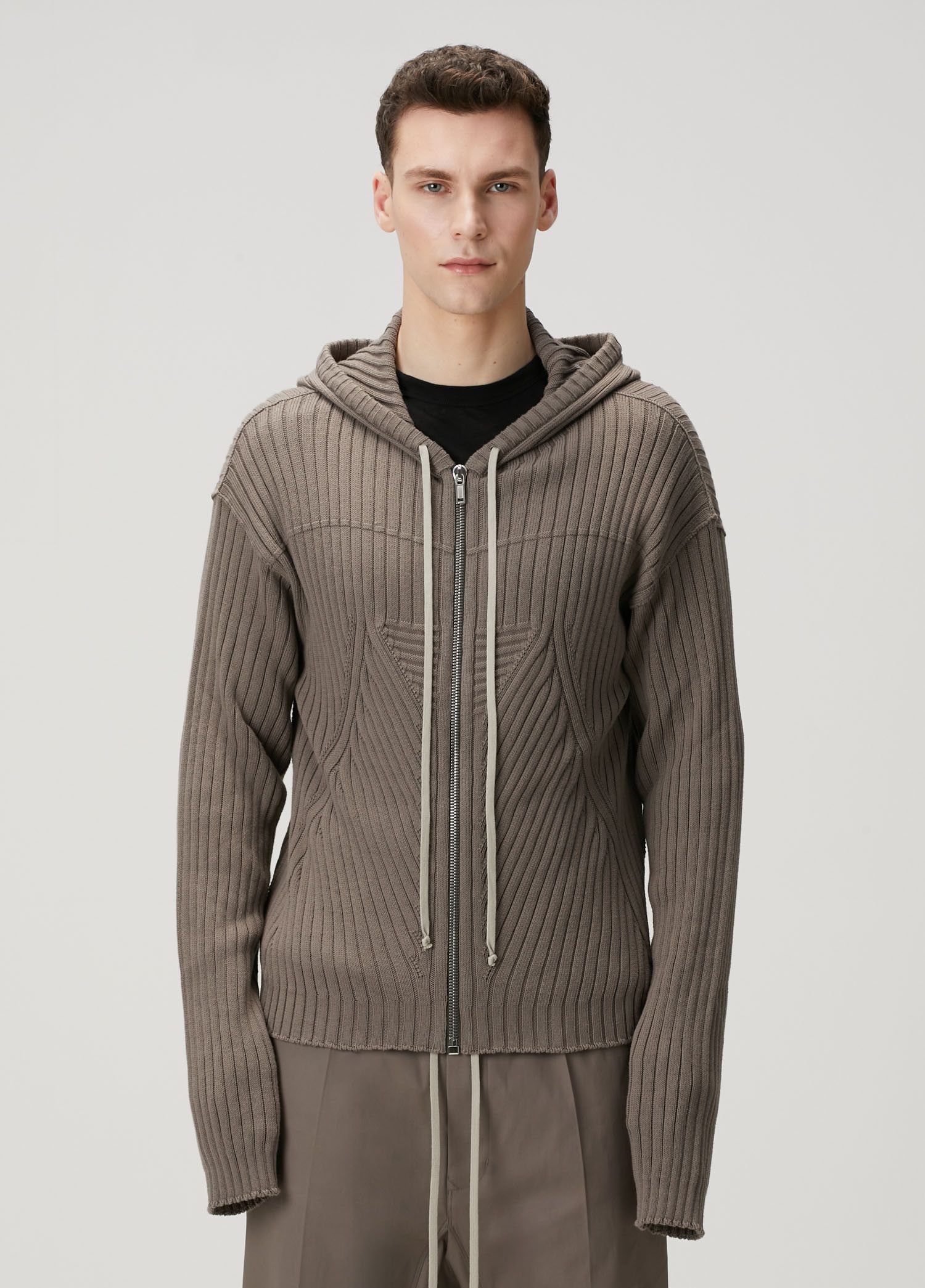 Rick Owens RICK OWENS hooded cotton rib knit hoodie sweater Large q Size US L / EU 52-54 / 3 - 1 Thumbnail