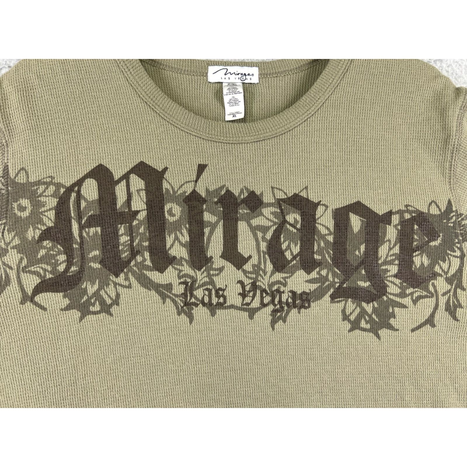 Vintage VINTAGE Mirage Shirt Womens XL Green Floral Cotton Blend Knit T-Shirt Casual All Seasons Breathable Easy Care Logo 90s Designer Womens Size XL / US 12-14 / IT 48-50 - 4 Thumbnail