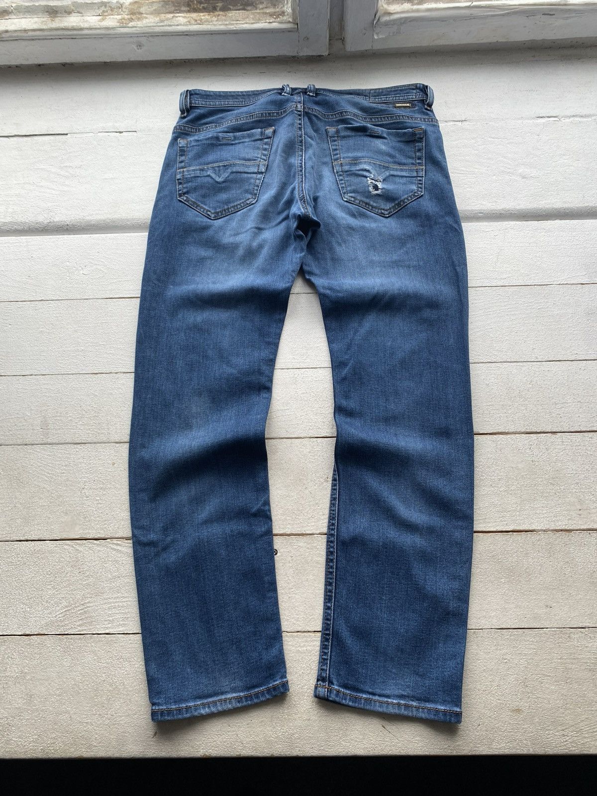 Diesel Luxury 00s Diesel Thommer Slim Skinny Jeans Distressed Blue Size US 33 - 11 Thumbnail