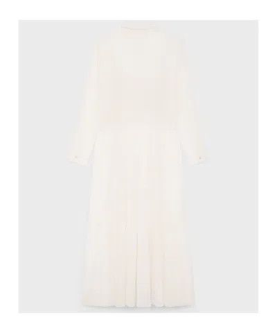 Celine os11x0526 Long Shirt Dress in Off-White Size XS / US 0-2 / IT 36-38 - 3 Thumbnail