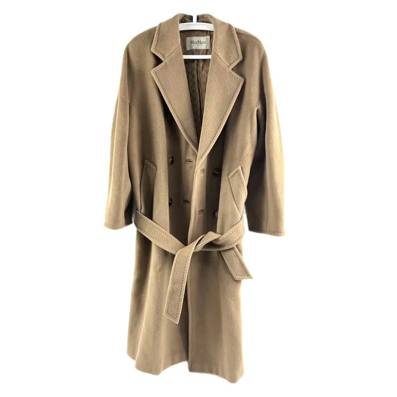 Max Mara MaxMara Camel Wool Double-Breasted Women's Coat 0089 Size ONE SIZE - 1 Thumbnail