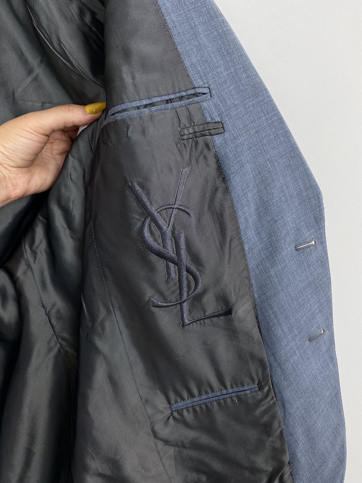 Yves Saint Laurent Yves Saint Laurent Suit Set Pants + Vest + Jacket Blue dress Size 50R - 24 Thumbnail