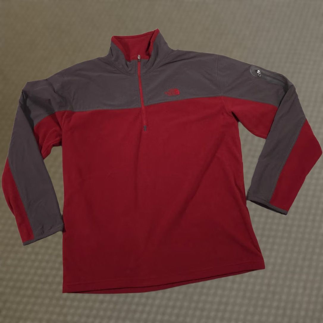 The North Face The North Face Pullover Mens XL Red Gray 1/4 Zip Fleece Hiking Top Outdoor Size US XL / EU 56 / 4 - 1 Thumbnail