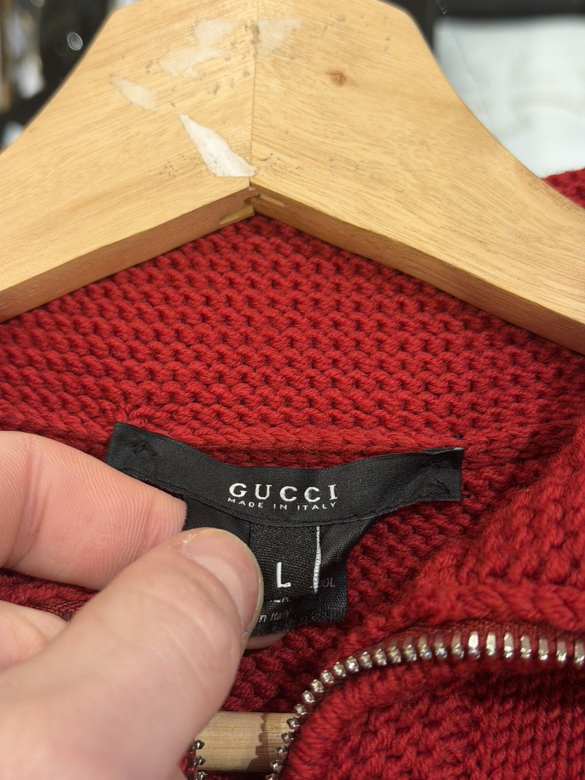Gucci Gucci Knights Crest Knit Zip Up - Red Size US L / EU 52-54 / 3 - 5 Thumbnail
