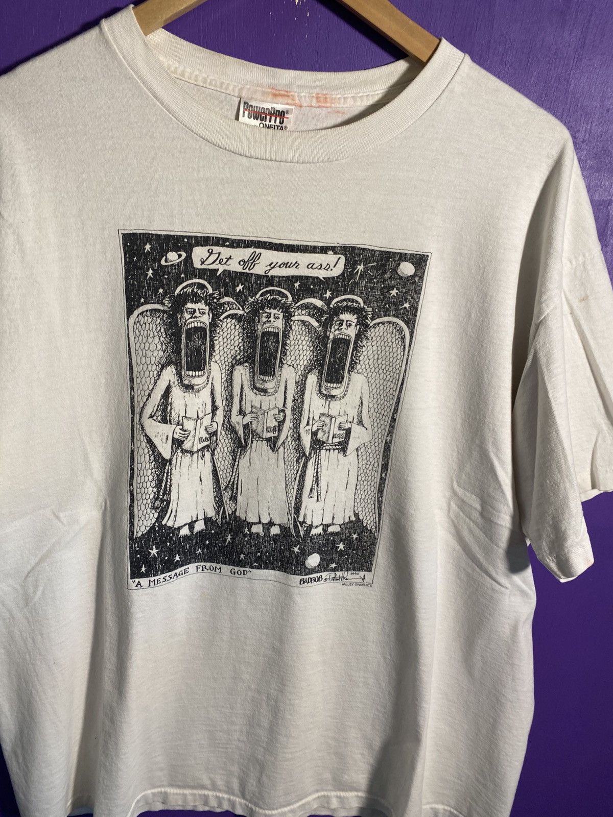 Vintage Vintage 1990 Bad Bob a message from God art tee Size US XL / EU 56 / 4 - 3 Thumbnail