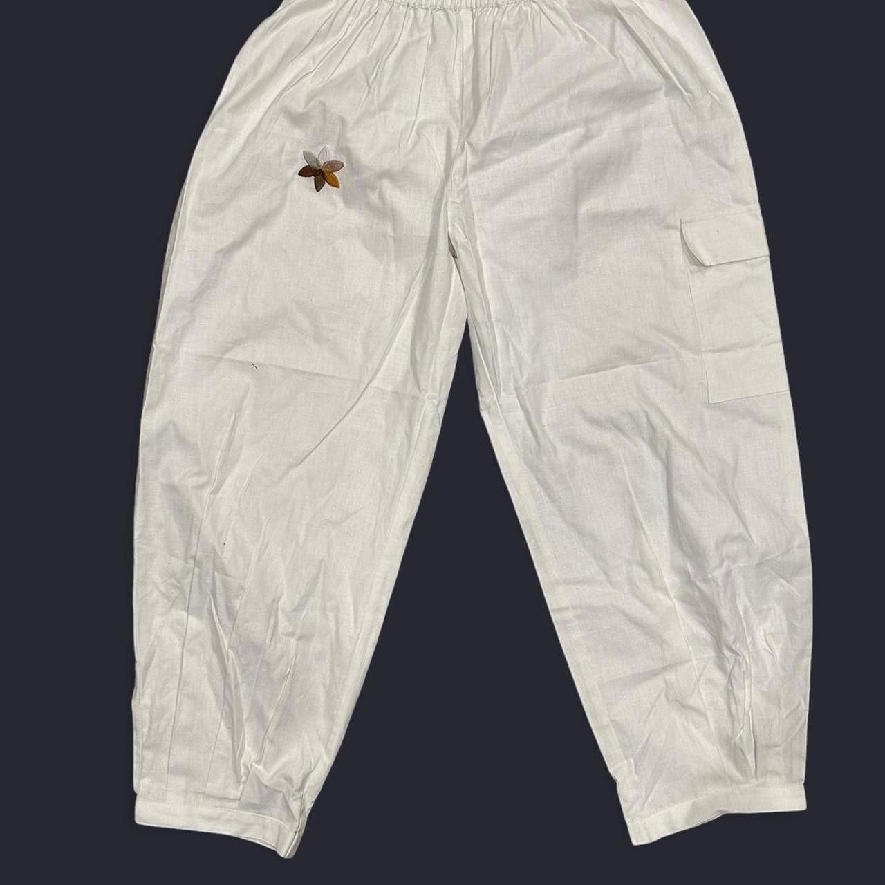 Designer Yogamu Women's White Trousers Size 40" / US 18 - 1 Thumbnail