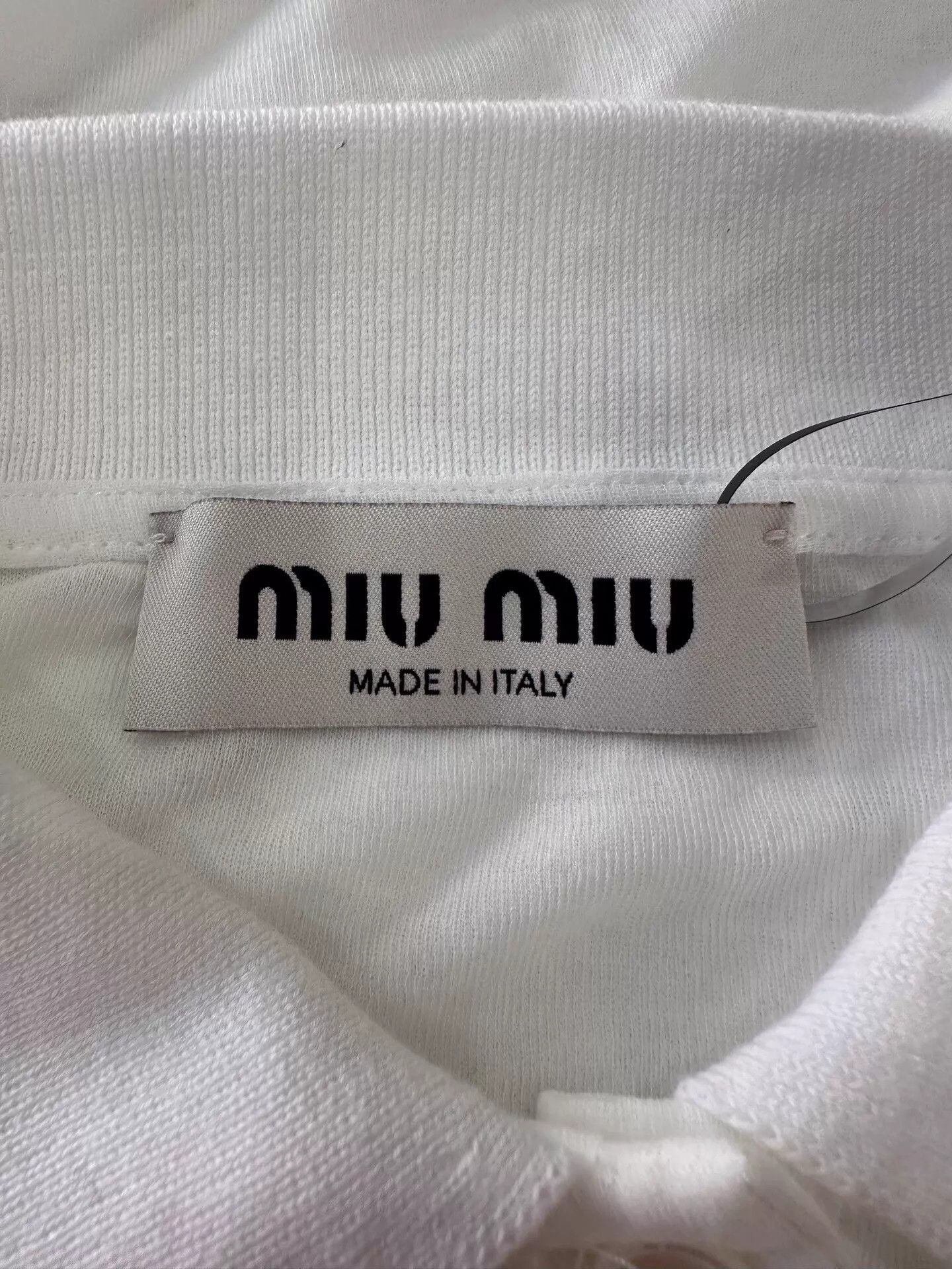 Miu Miu MIU MIU Women's White Longsleeve Polo Shirt Black Logo S Size S / US 4 / IT 40 - 5 Thumbnail