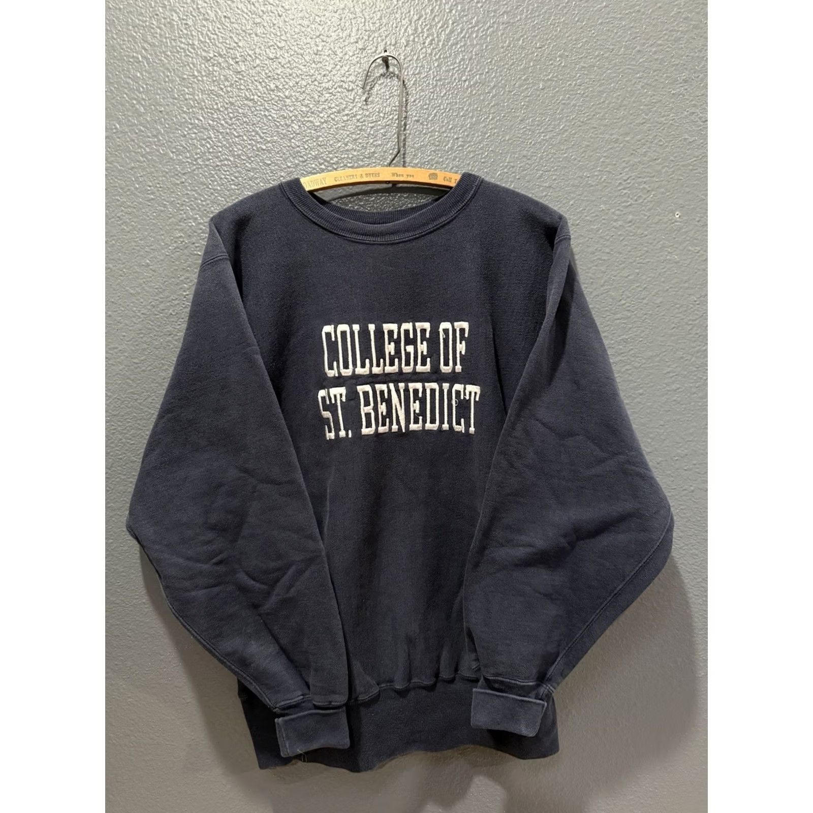 Champion VINTAGE Champion Reverse Weave Sweatshirt Blue Large Mens St Benedict College 90s Pullover Reversible Size US L / EU 52-54 / 3 - 3 Thumbnail