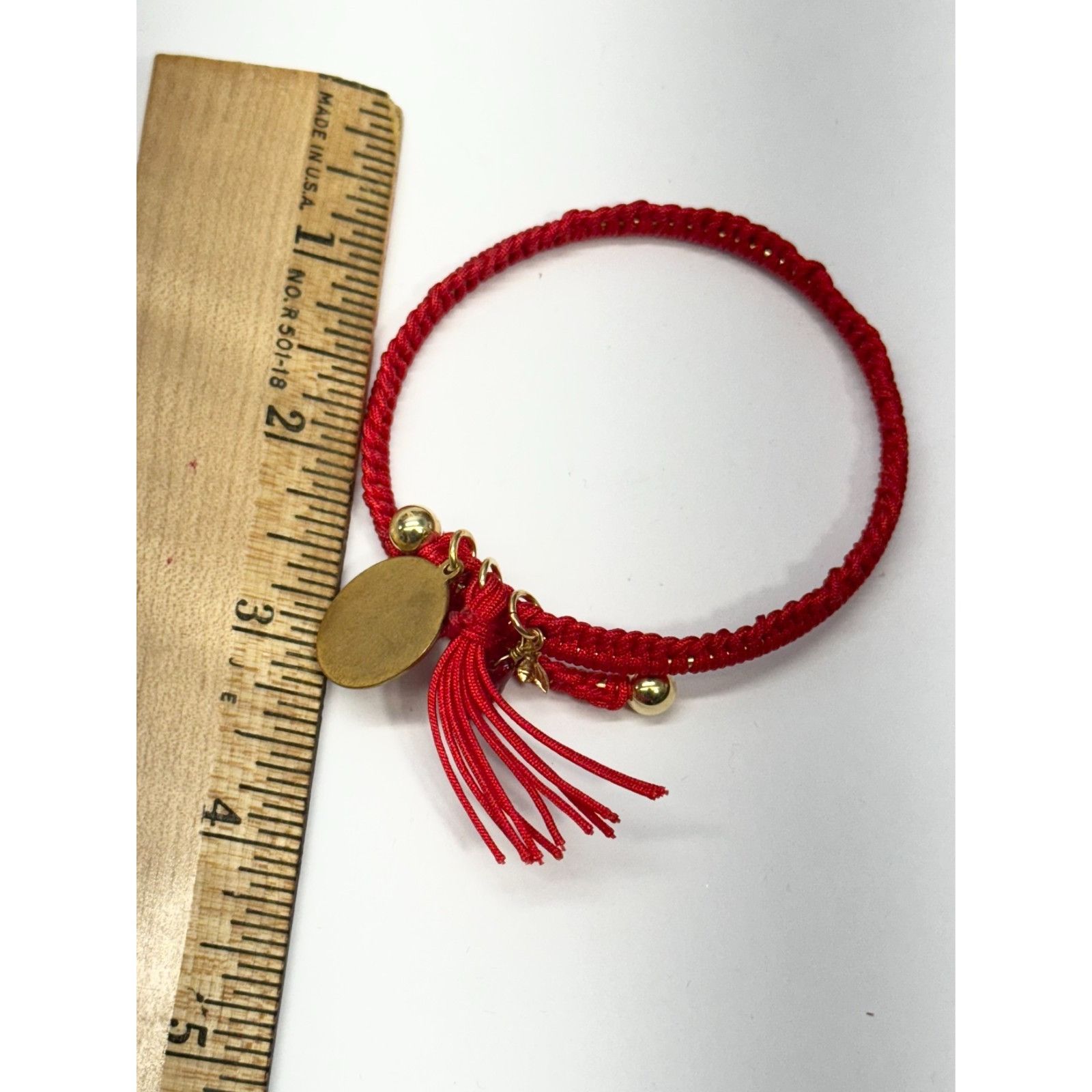 Vintage Vintage red amour glass leaf charm tassel bracelet bangle Size ONE SIZE - 5 Thumbnail