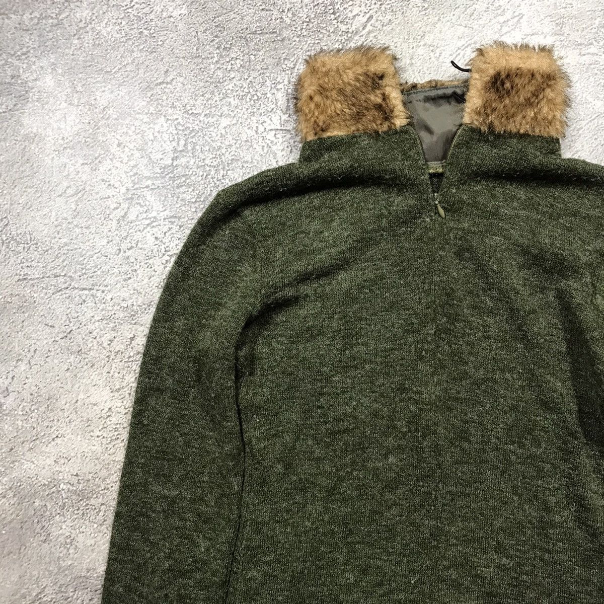Vintage Vintage 90s Oversized Mohair Knit Fuzzy Collar Sweater Grung Size S / US 4 / IT 40 - 2 Thumbnail