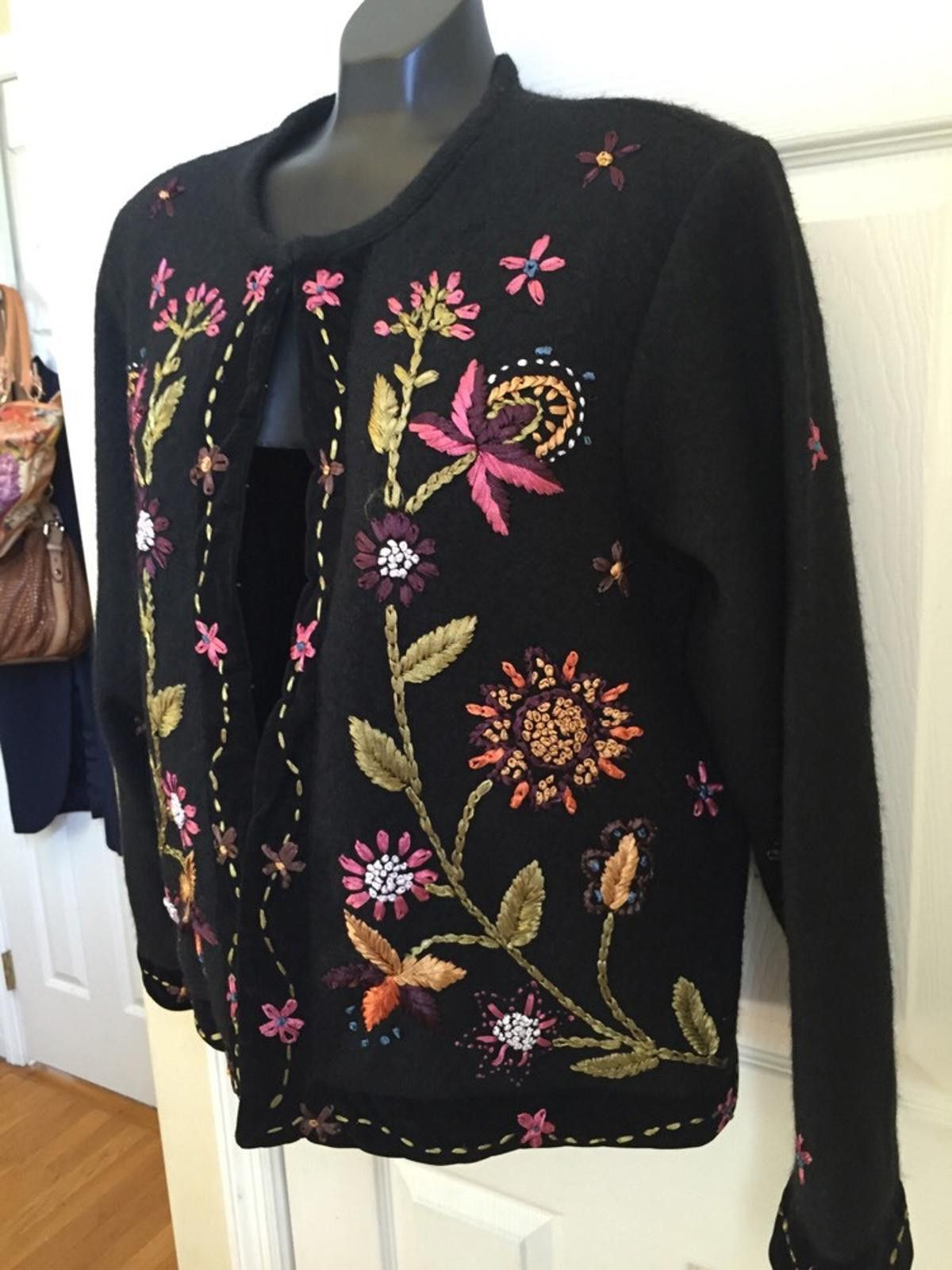 Coldwater Creek Coldwater Creek 100% Wool Black Embroidered Jacket Sz L Size L / US 10 / IT 46 - 5 Thumbnail