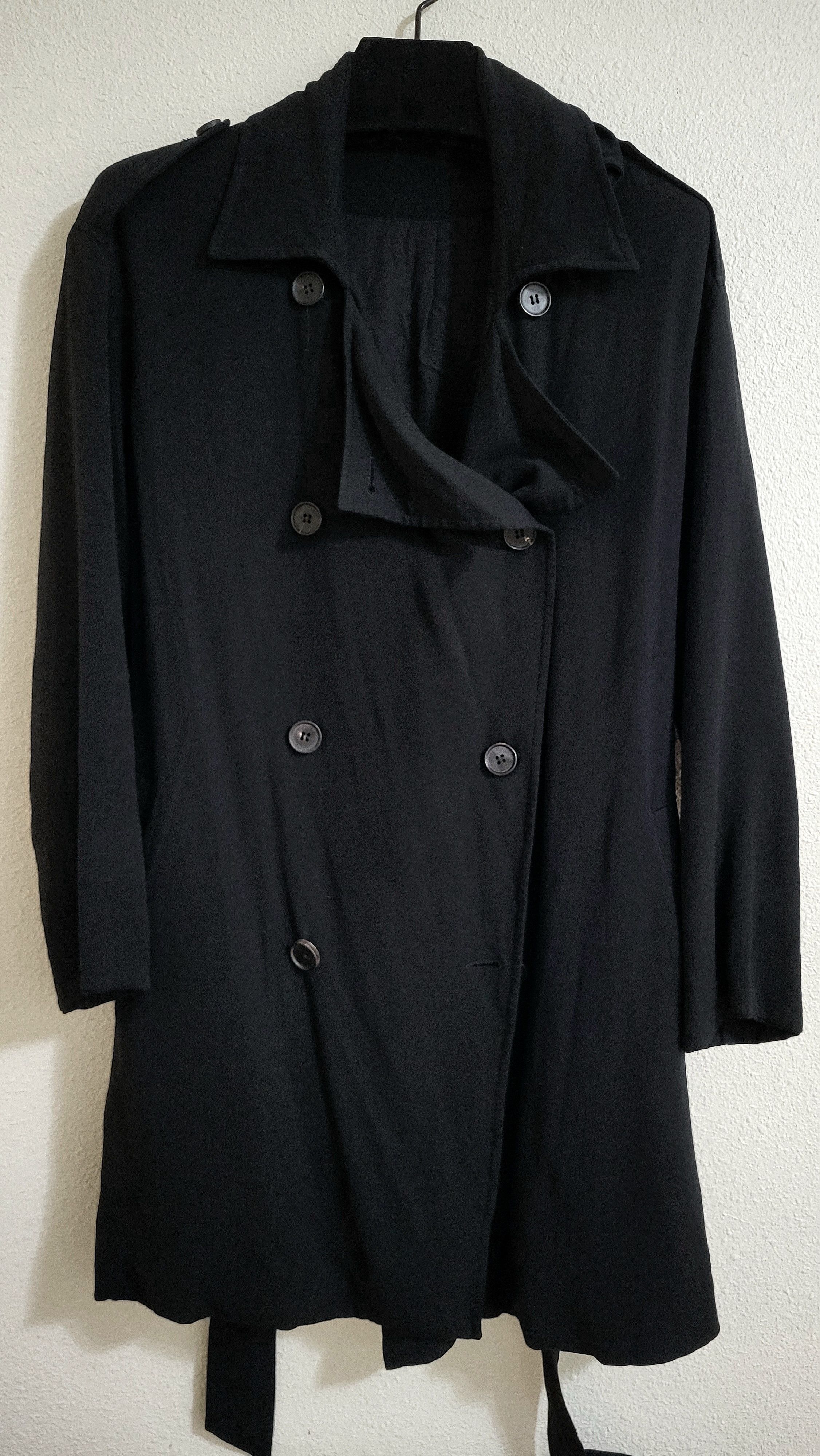 image of Allsaints Loose Fluid Black Soft Long Trench Coat, Men's (Size Small)