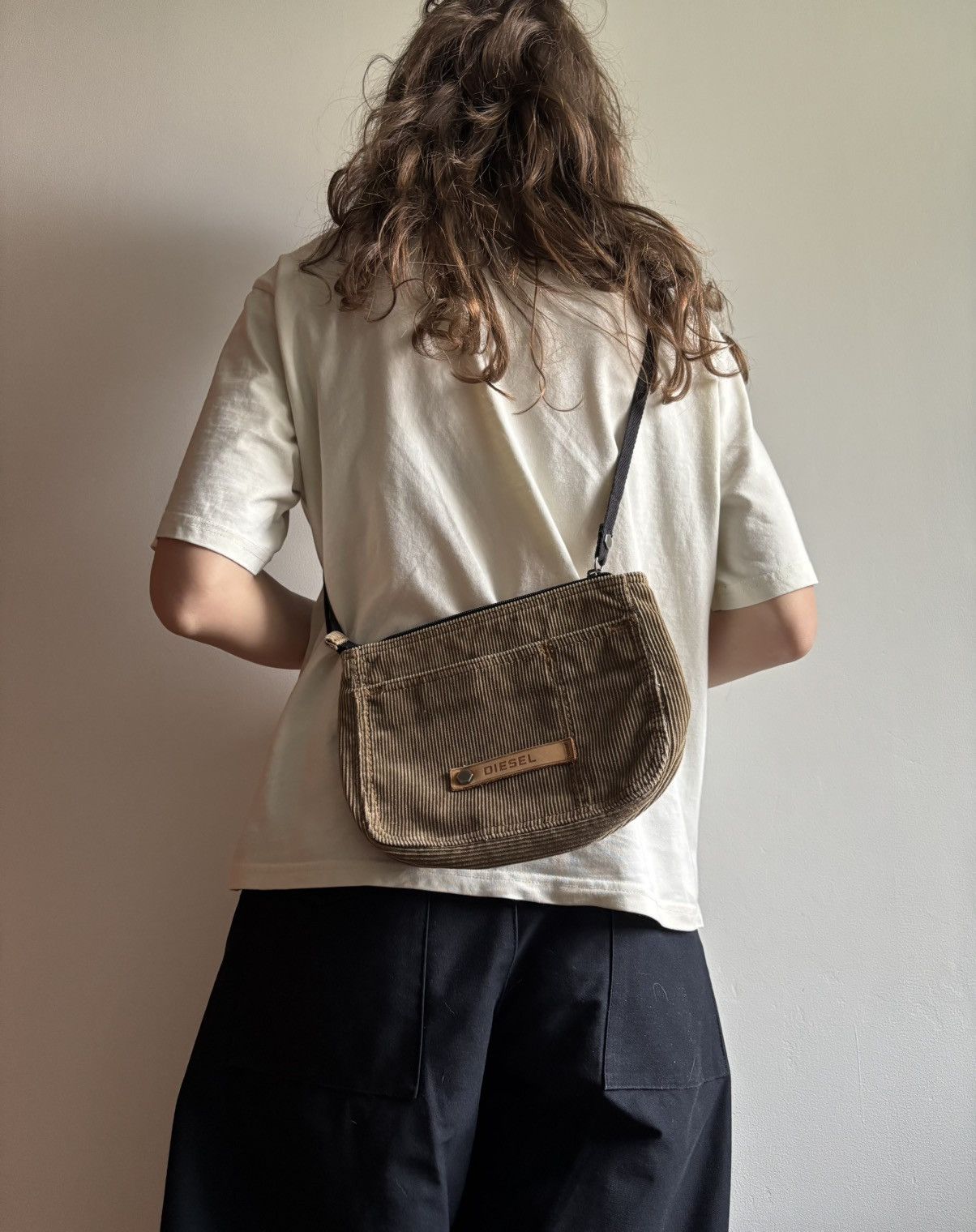 Vintage Avant Garde Diesel Mini Bag Corduroy Y2K in Brown, Men's
