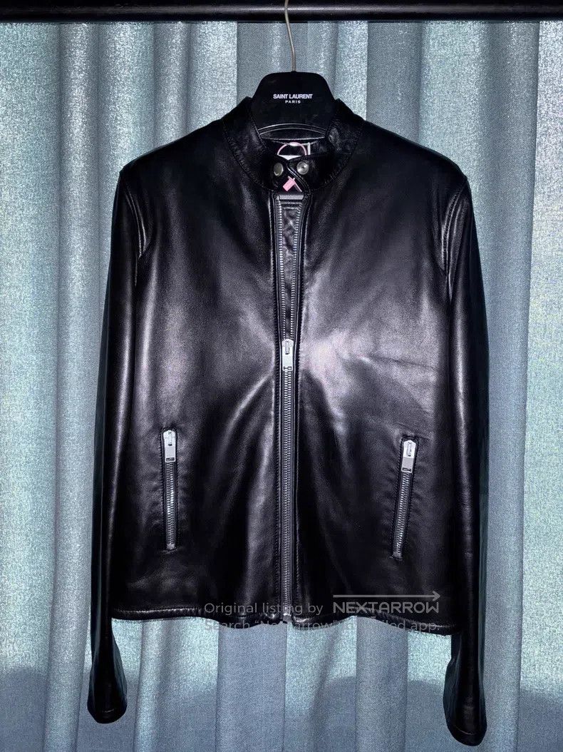 Saint Laurent Paris Stand Collar Double Zip Leather Jacket