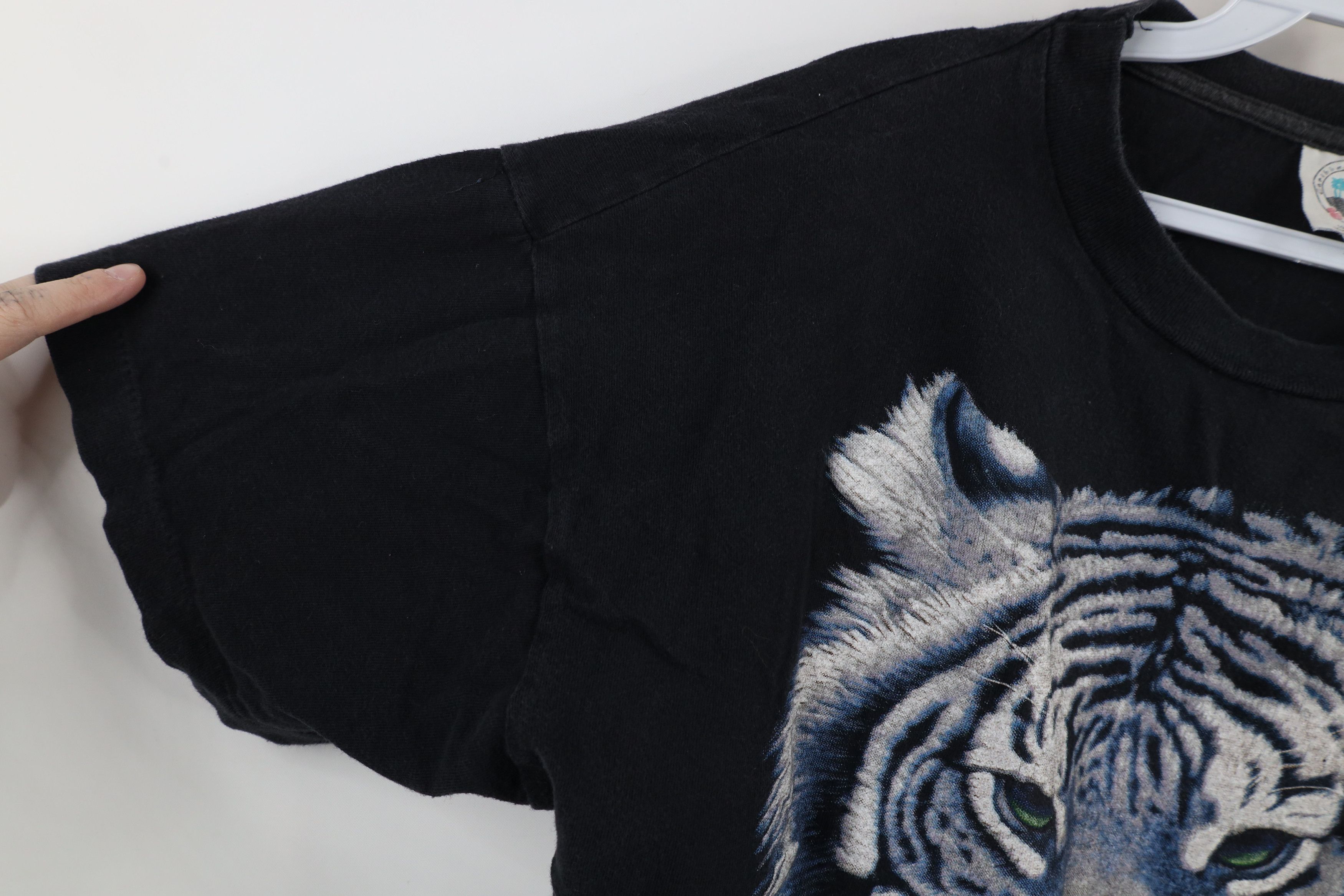 Vintage Vintage 90s Streetwear White Tiger Big Cat T-Shirt Black Size XL / US 12-14 / IT 48-50 - 5 Thumbnail