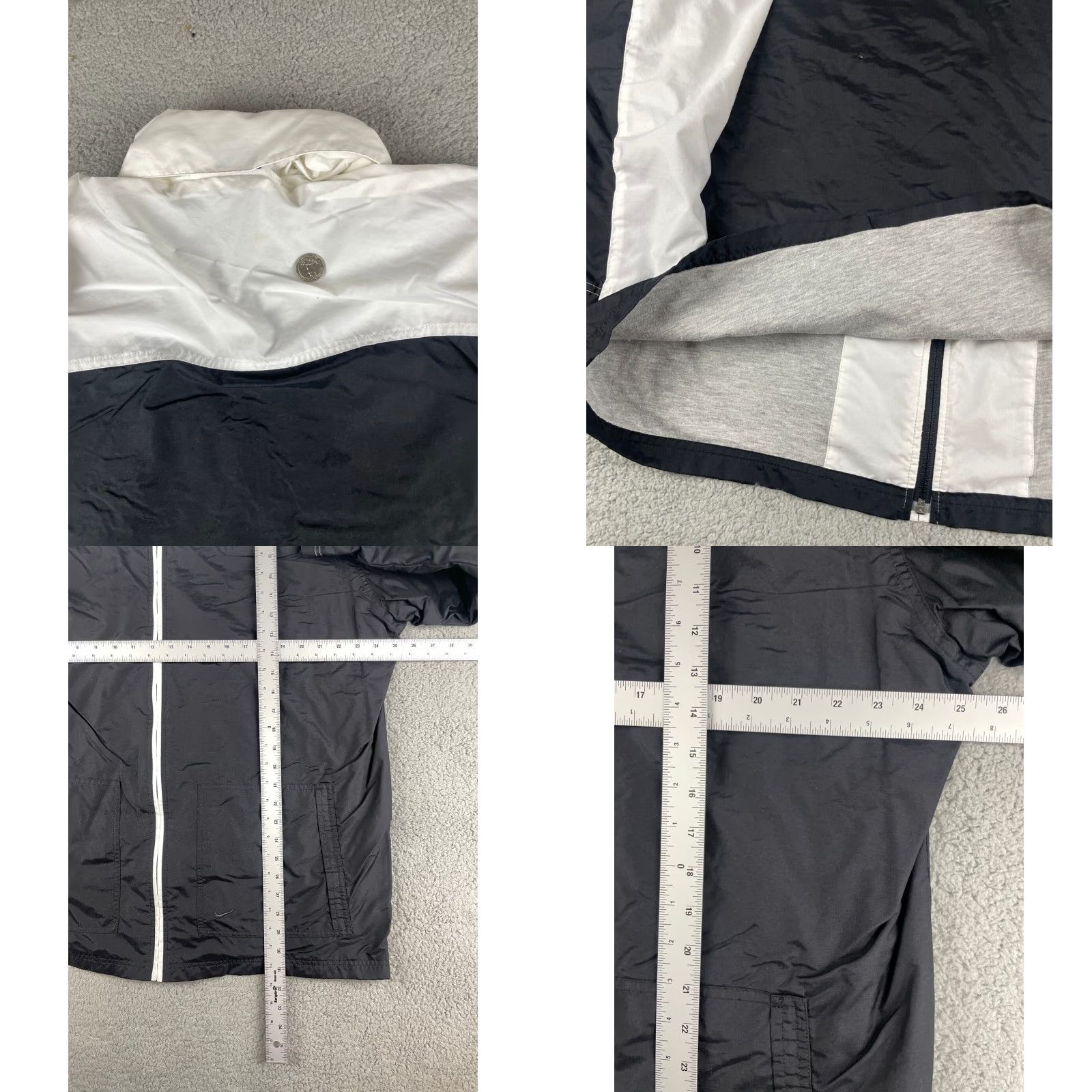 Nike VINTAGE Nike Jacket Mens L Black White Full Zip 90s Swoosh Nike Air Tracksuit Full Zip Jacket Size 42R - 8 Thumbnail