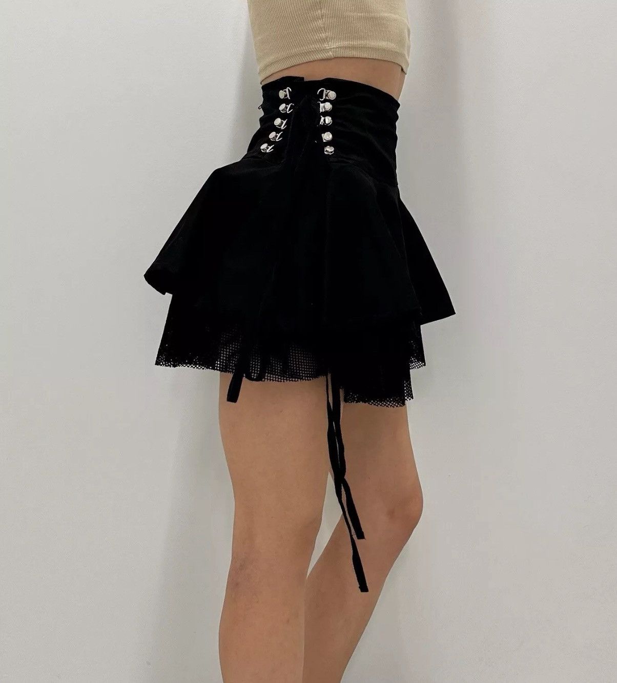 Other JawBreaker Lace-Up Sexy Mini Skirt Black Y2k gothic opium Size 27" / US 4 / IT 40 - 8 Thumbnail