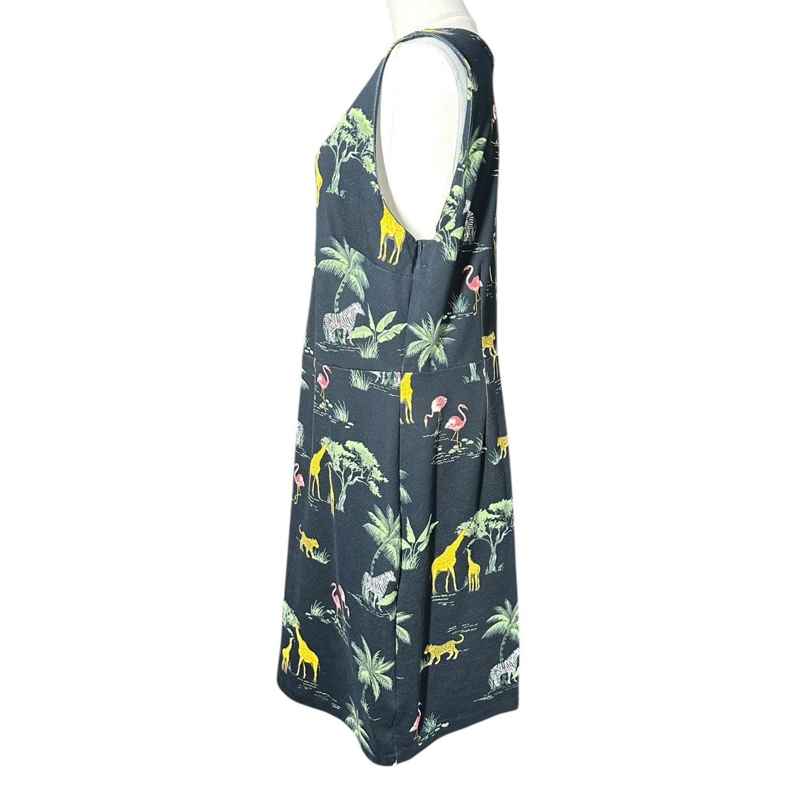Old Navy Old Navy Black Safari Giraffe Zebra Flamingo Print Dress XL Size XL / US 12-14 / IT 48-50 - 3 Thumbnail