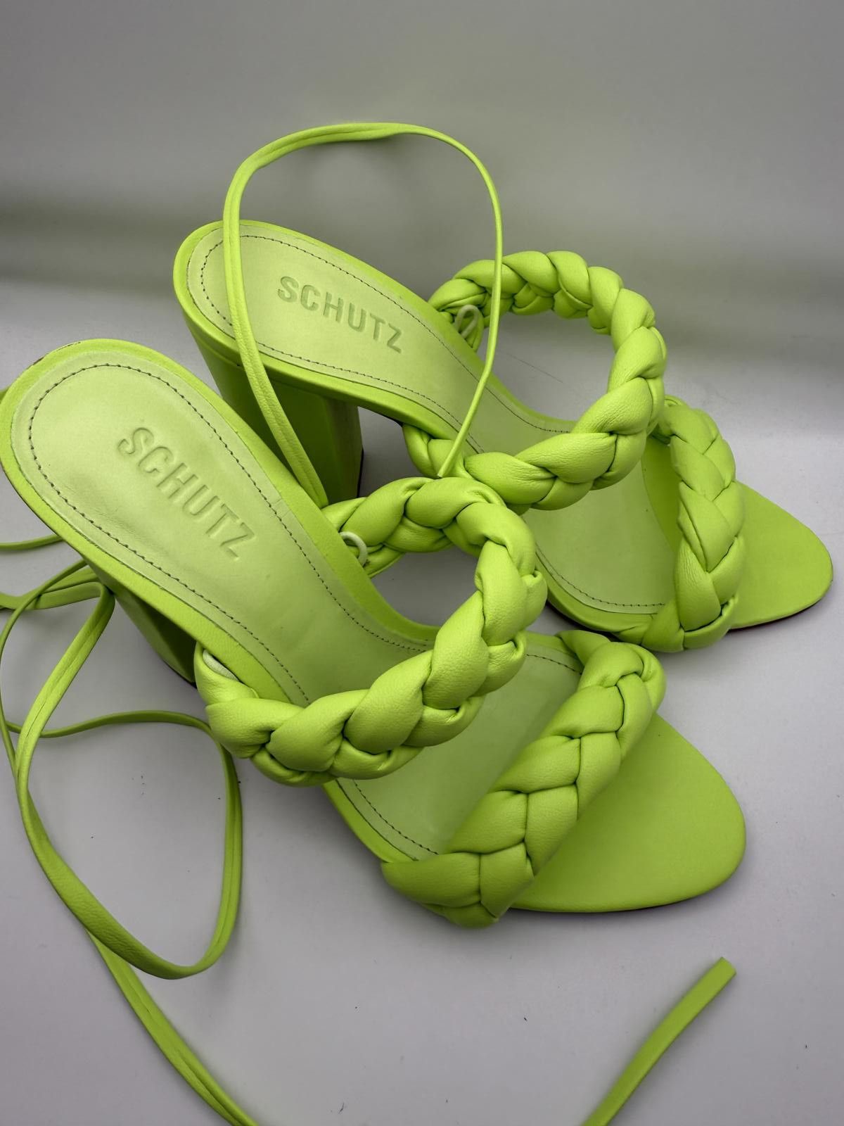 Other Schutz Neon Green Braided Strap High Heel Sandals Size 8 Size US 8 / IT 38 - 11 Thumbnail