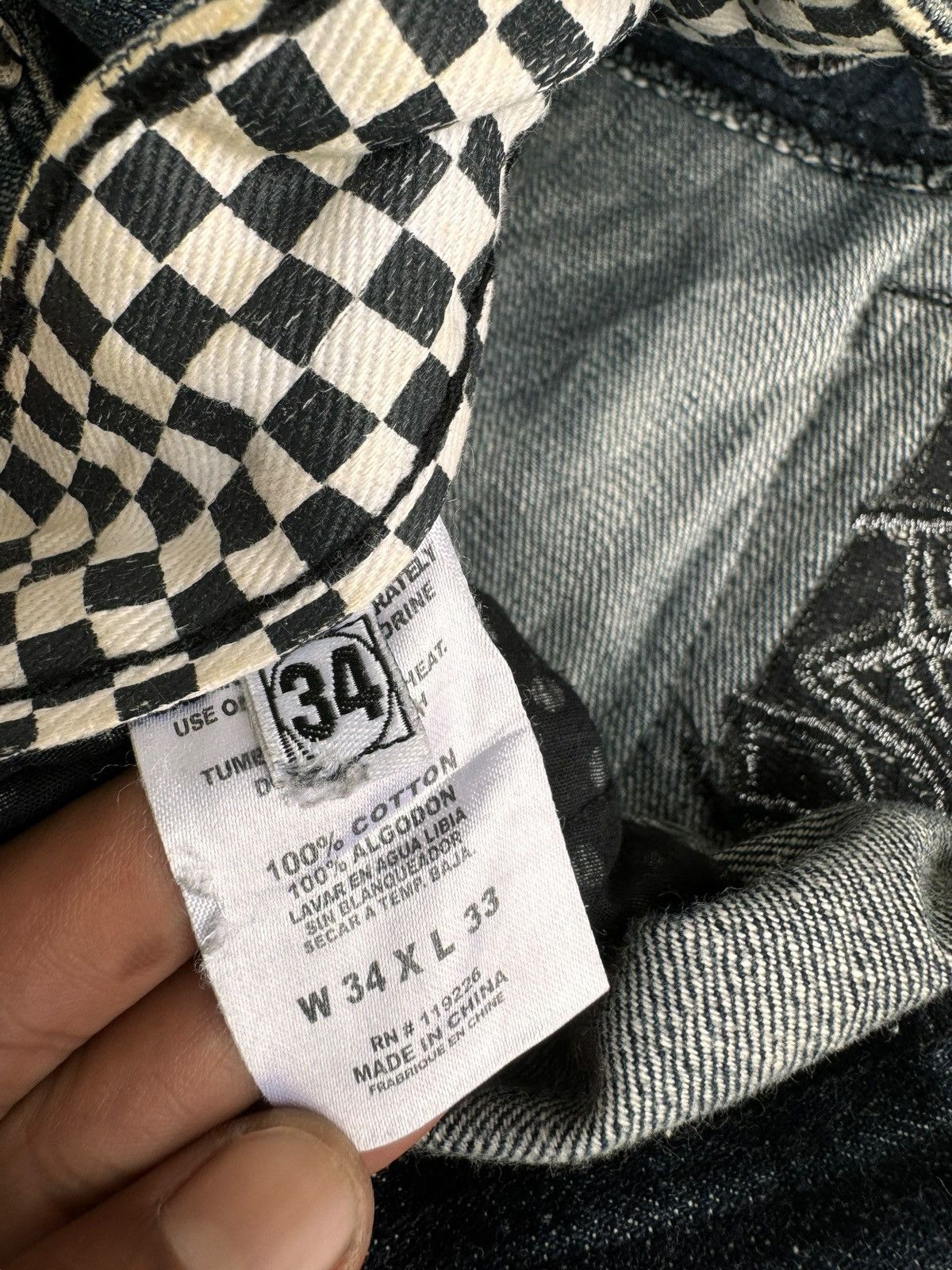 14th Addiction ⚡️⚡️Japanese Brand Crown Collective Embroidery Skull Head Jean Size US 34 / EU 50 - 15 Thumbnail