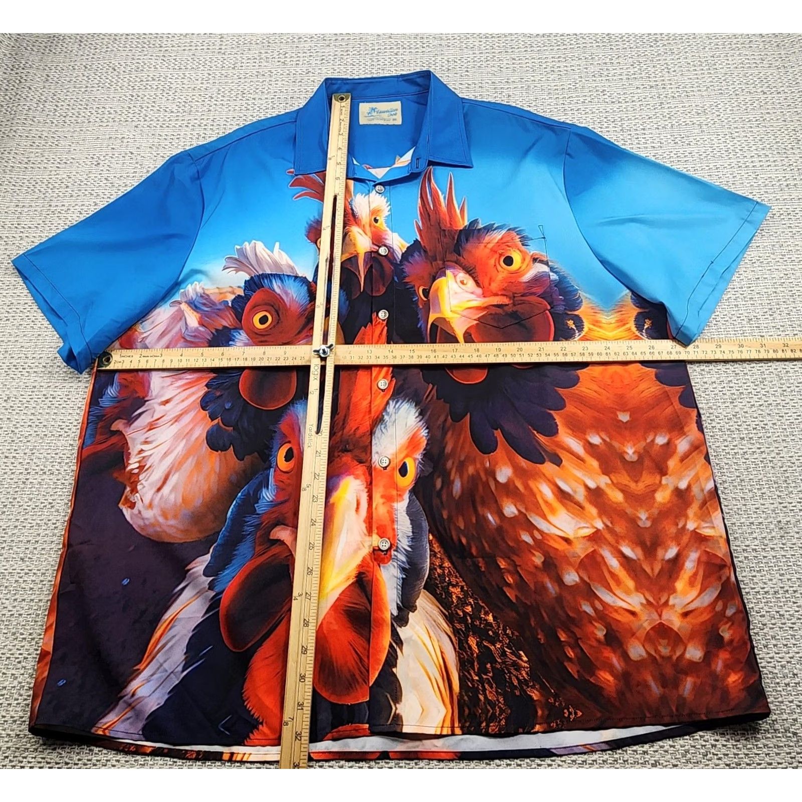 Vintage VINTAGE Hawaiian Shirt Mens 3XL Blue Chicken Rooster Print Aloha Hawaiian Vacation Shirt Graphic Print Short Sleeve Button-Up Casual Mens Size US XXL / EU 58 / 5 - 7 Thumbnail