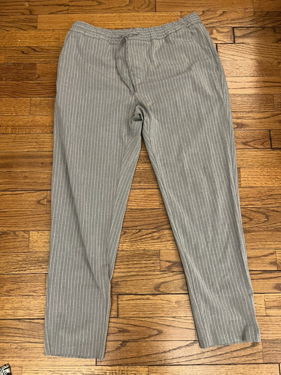 Zara Zara grey pinstriped mens large pants Size US 33 - 1 Thumbnail