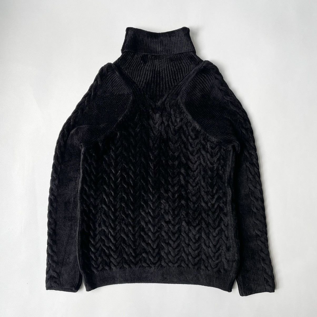 Haider Ackermann Black Chenile Chevron Velvet Sweater Size US S / EU 44-46 / 1 - 12 Thumbnail