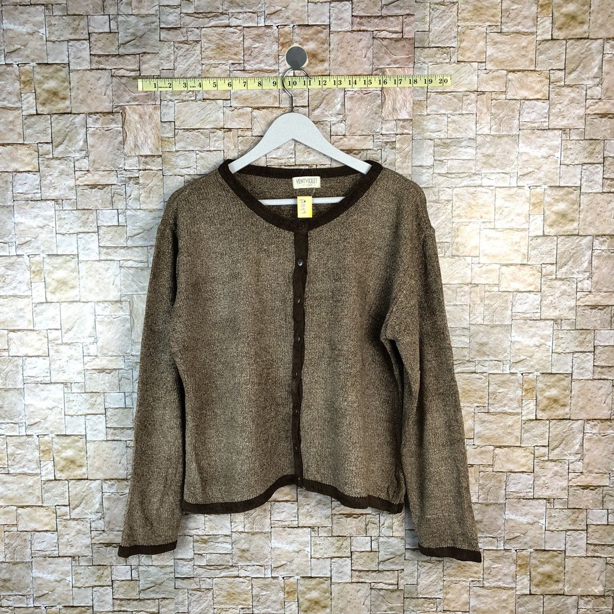 Japanese Brand Vent Violet Brown Cardigan Knitwear #A1187 Size US L / EU 52-54 / 3 - 1 Thumbnail