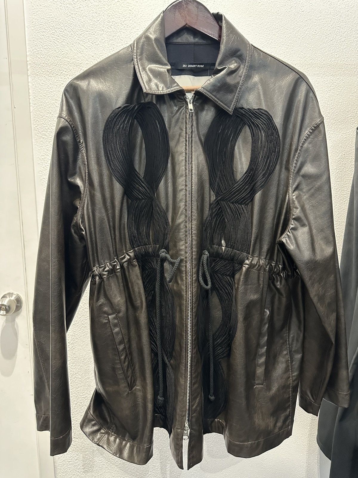 Song For The Mute Applique Faux Leather Gathered Jacket Size S / US 4 / IT 40 - 1 Thumbnail