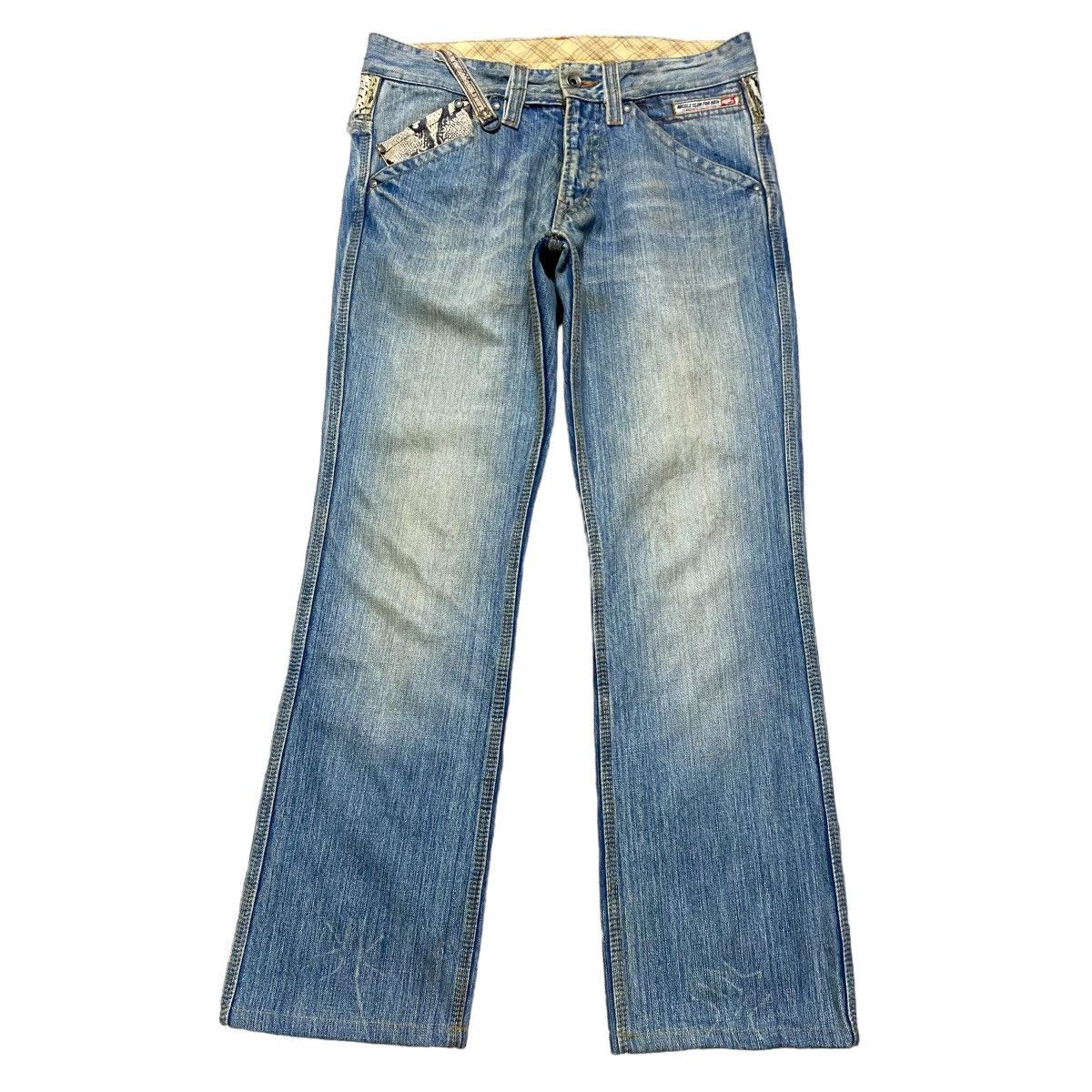 Nicole Club NCFM Denim Twin Flap Snake Patern Flare Jeans Size US 28 / EU 44 - 2 Thumbnail